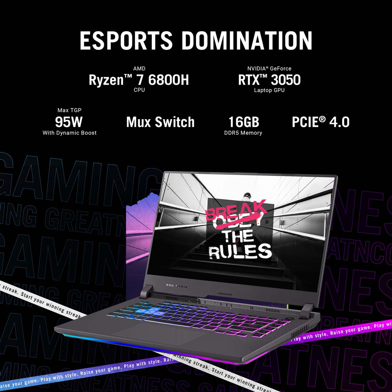 ASUS ROG Strix G15 15.6" Gaming Laptop - Grey (Ryzen 7 6800H/1TB SSD/16GB RAM/GeForce RTX 3050/Win 11)