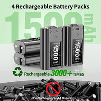 Thumbnail for Rechargeable Battery Packs 4 x 1500mAh Xbox One Rechargeable Battery Pack with Charger Station, Xbox Controller Battery Packs with Charging Dock for Xbox Series X/S/One X/S/Elite